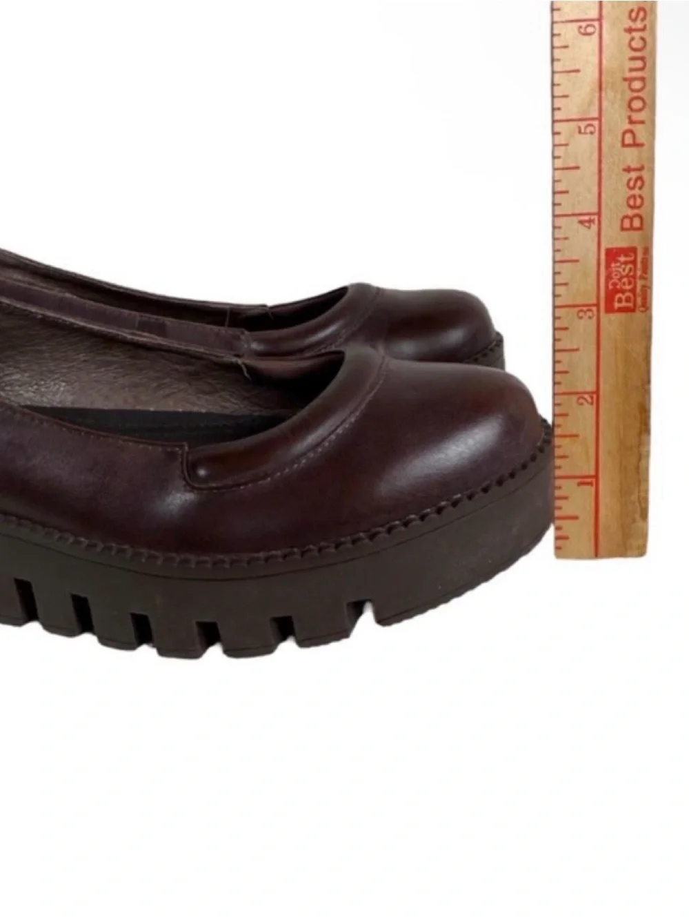 RARE Max studio brown leather platform flats size 8 HTF